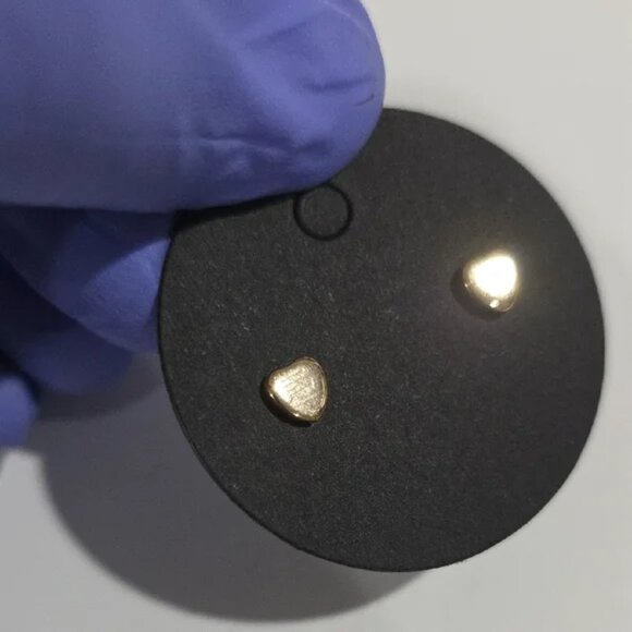 Gold tone Heart Stud Earrings – Minimalist Women’s Everyday Fashion Jewelry Gift - Picture 2 of 8